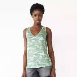 Women's Nine West Easy V-Neck Tank -Clothing Sales Store 6171582 Sage Camo