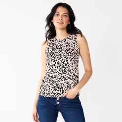 Nine West Essential Easy High-Neck Tank -Clothing Sales Store 6171805 Tan Spots