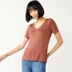 Women's Nine West Essential V-Neck Tee 15 Women's Nine West Essential V-Neck Tee -Clothing Sales Store 6172031 Mocha Frosting