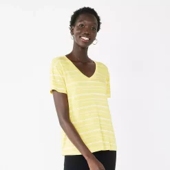 Women's Nine West Essential V-Neck Tee 18 Women's Nine West Essential V-Neck Tee -Clothing Sales Store 6172031 Yellow Stripe