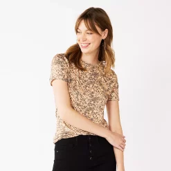 Women's Nine West Essential Crewneck Tee -Clothing Sales Store 6172706 Cheetah