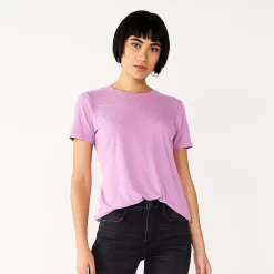 Women's Nine West Essential Crewneck Tee -Clothing Sales Store 6172706 Lupine Lilac Rib